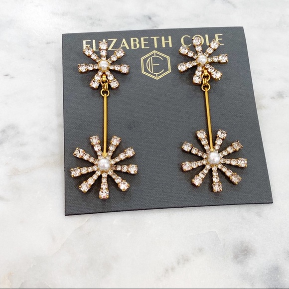 Elizabeth Cole Gold and White Starburst Earrings - Picture 4 of 7